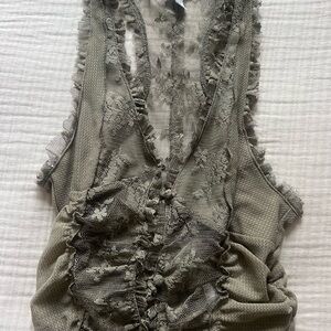 Urban Outfitters Olive Lace Tank Top